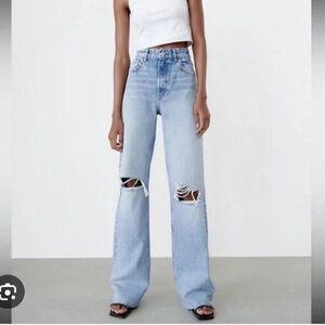 Zara Distressed Light Blue Jeans